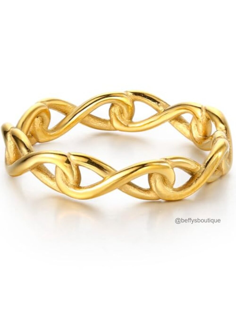 Stainless Steel Linked Infinity Eternity Wedding Band Ring Size 6